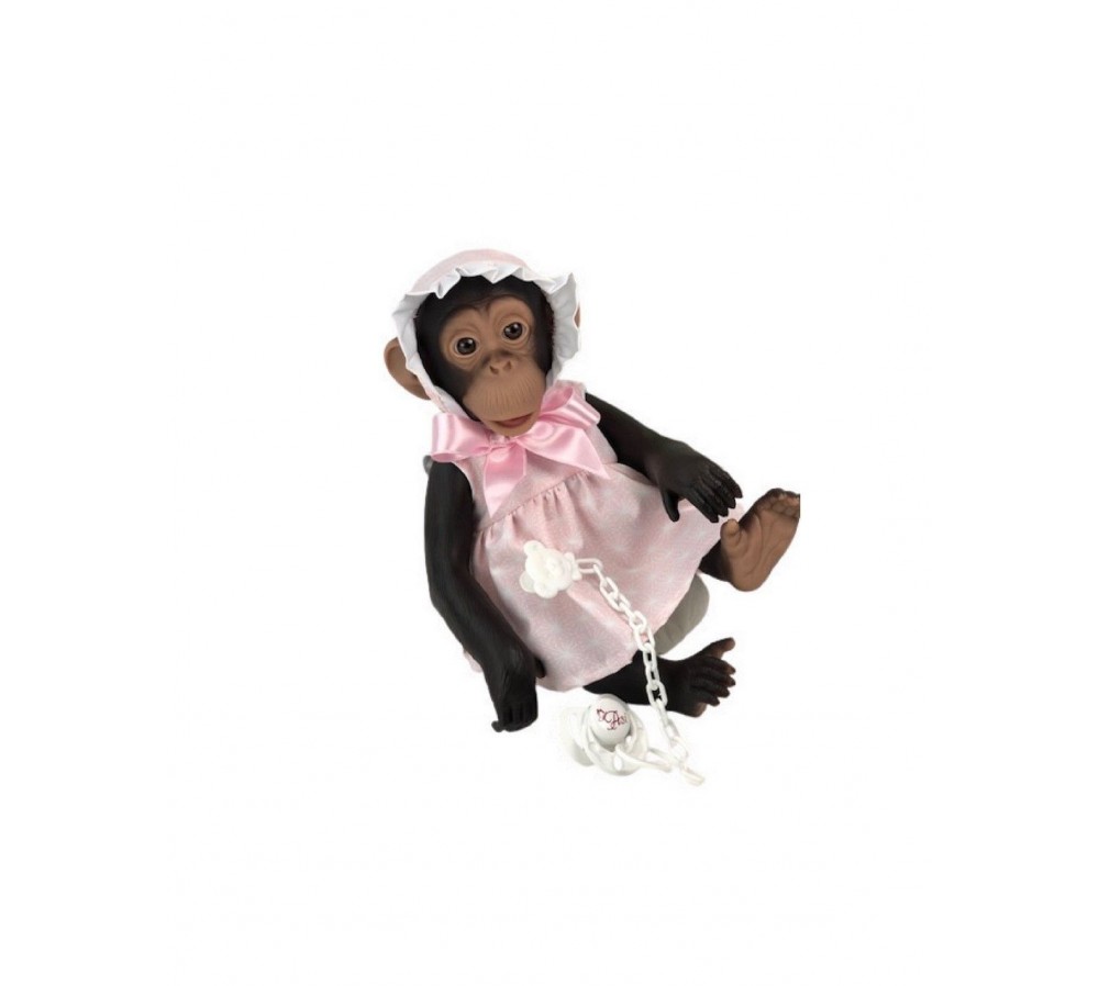 Lola La Chimpancé Vdo Rosa Estrellas Blancas 32 cm