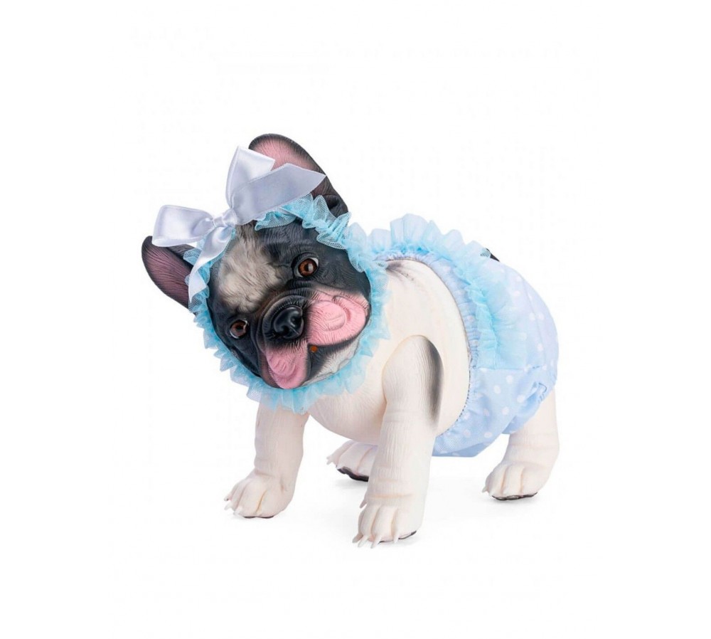 Lily La Bulldog Braguita Azul Lunares Bco Tull Cte 32 cm